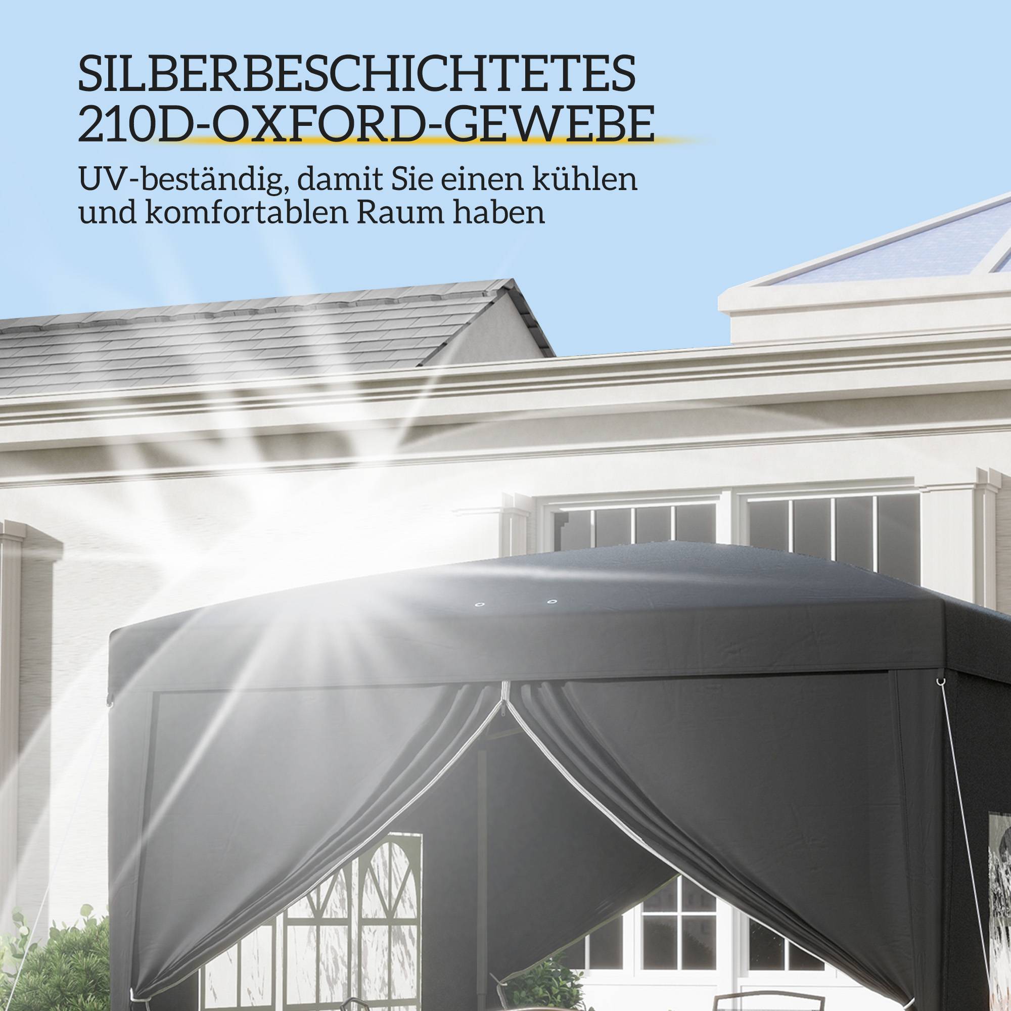 Pavillon pop-up pliable, polyester, noir, 295 x 295 x 258 cm - PANGIVO - Image 5