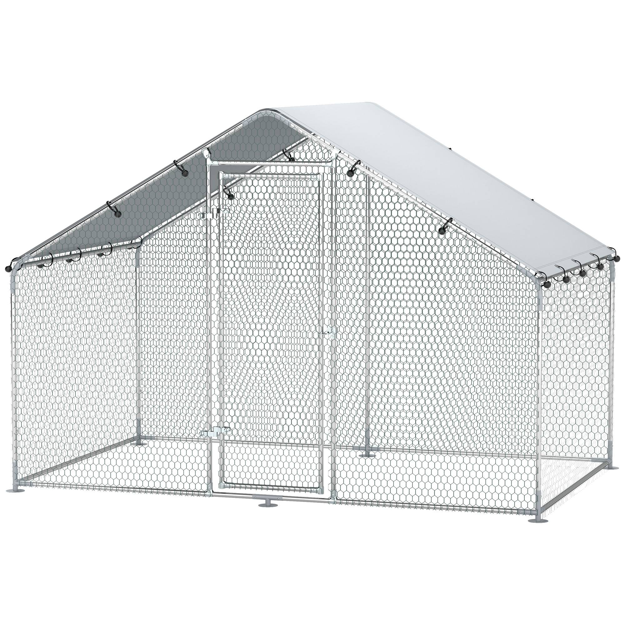 Sans Marque - Grand poulailler métal 3x1,7x1,9 m housse imperméable UV argent - Image 2