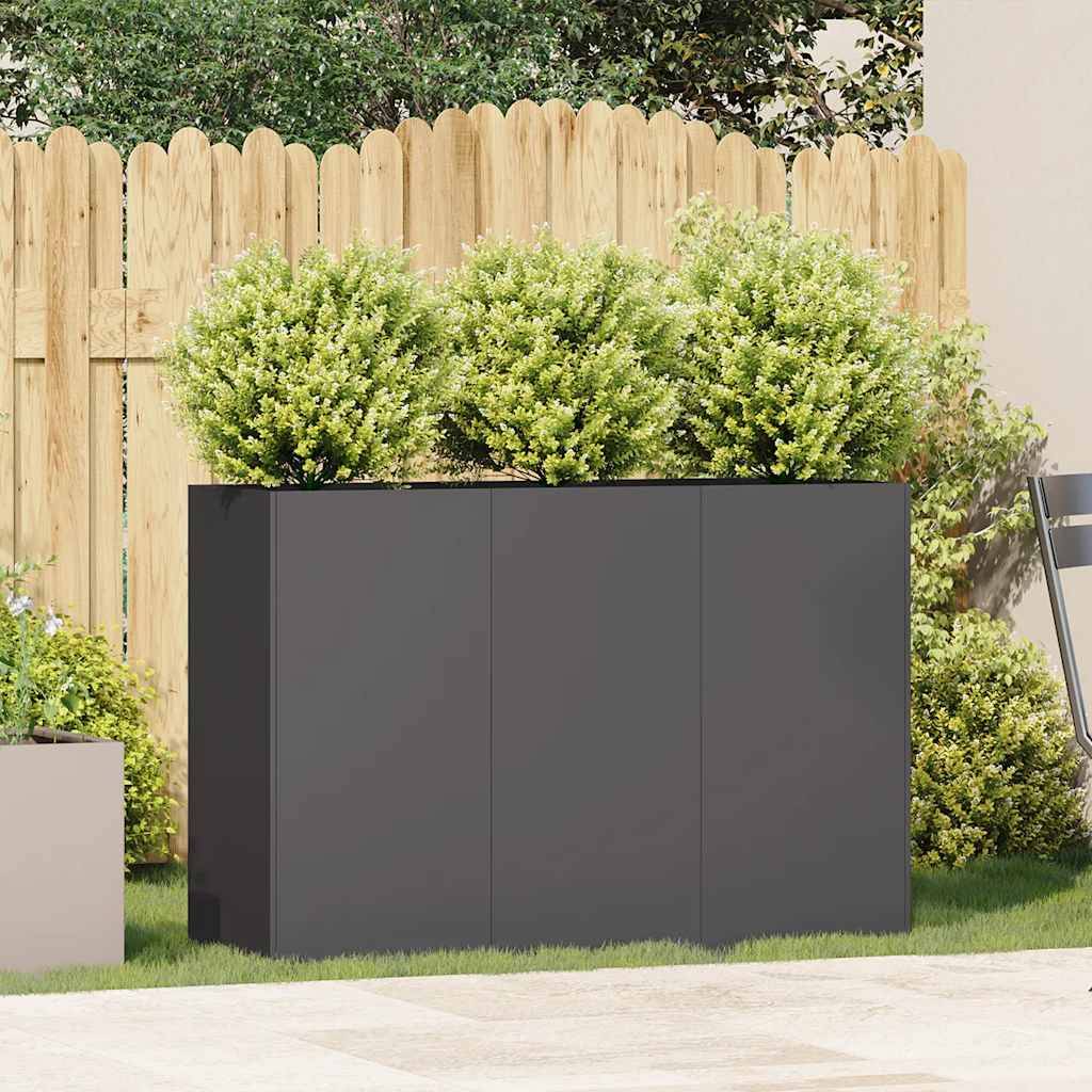 Jardinière Rectangulaire Acier Laminé pour Jardin Terrasse Bac à Fleurs 120x80x80 cm Noir - ComfortXL Outdoor Living - Image 3