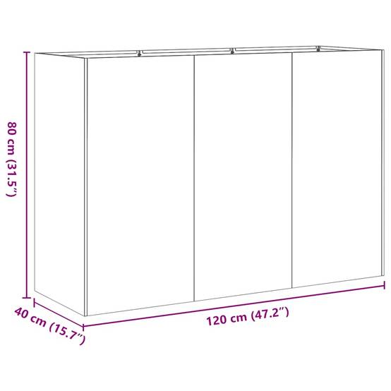 Jardinière Rectangulaire Acier Laminé pour Jardin Terrasse Bac à Fleurs 120x80x80 cm Noir - ComfortXL Outdoor Living - Image 9