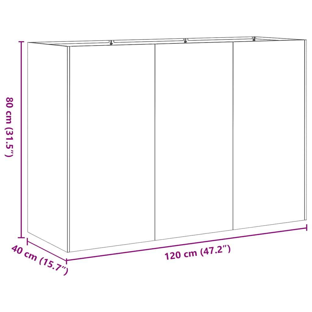 Jardinière Rectangulaire Acier Laminé pour Jardin Terrasse Bac à Fleurs 120x80x80 cm Noir - ComfortXL Outdoor Living - Image 9