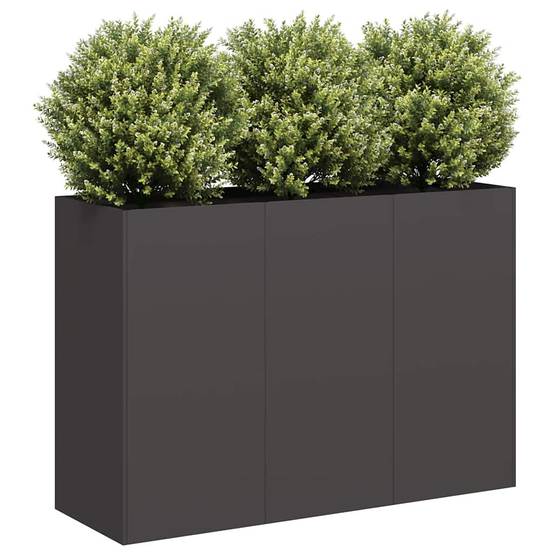Jardinière Rectangulaire Acier Laminé pour Jardin Terrasse Bac à Fleurs 120x80x80 cm Noir - ComfortXL Outdoor Living - Image 1