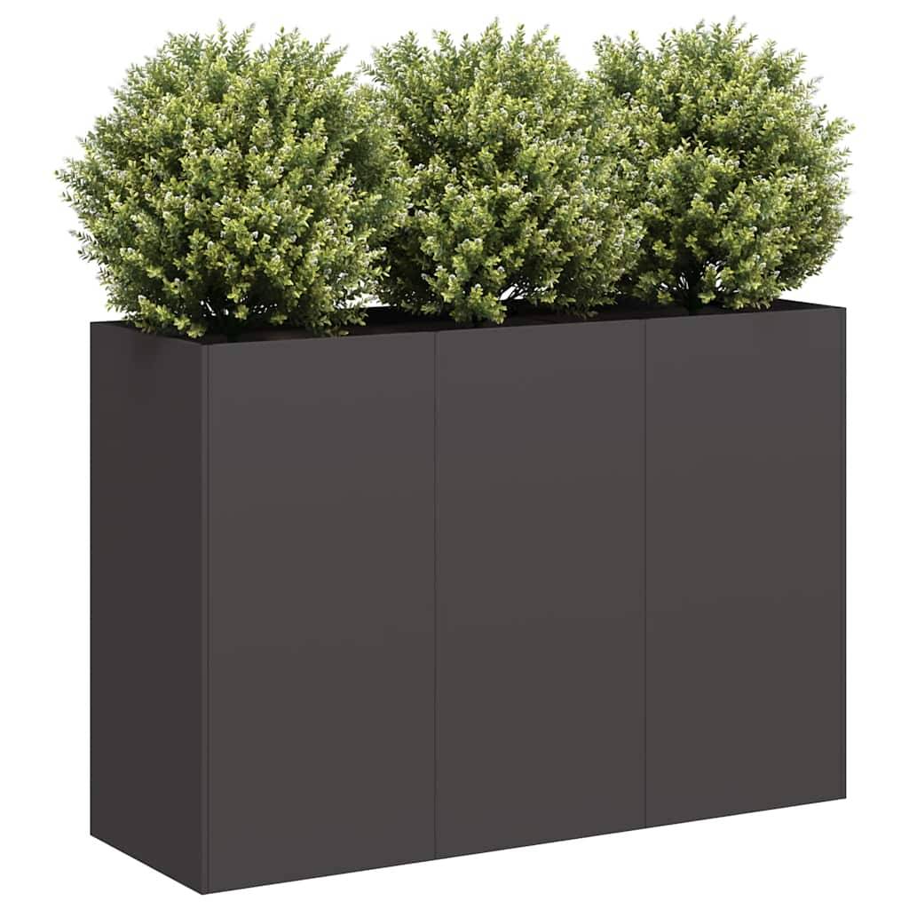 Jardinière Rectangulaire Acier Laminé pour Jardin Terrasse Bac à Fleurs 120x80x80 cm Noir - ComfortXL Outdoor Living - Image 1