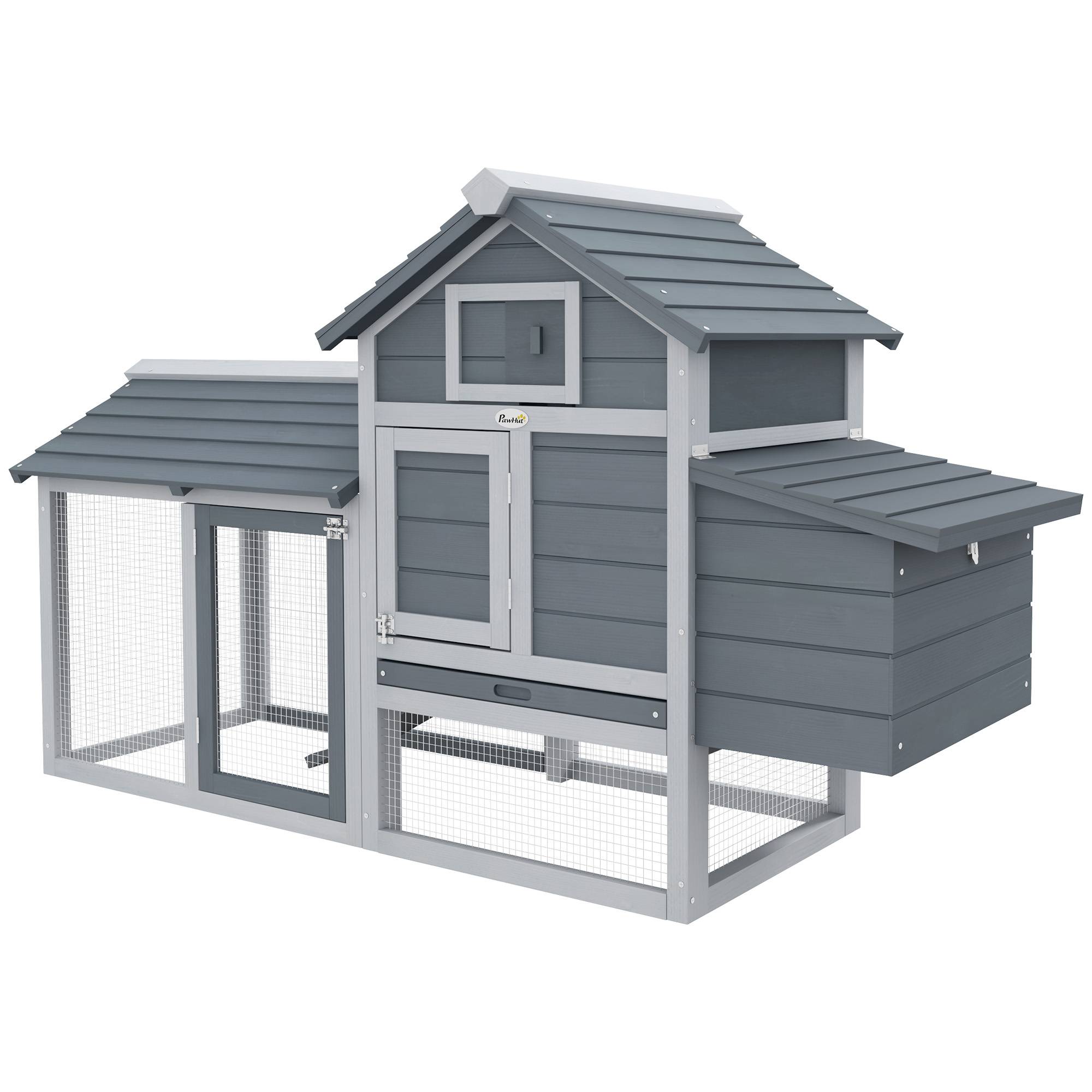 Cabane à poules en sapin avec porte et toit ouvrant, poulailler extérieur pour 4-8 poules, orange - Image 2