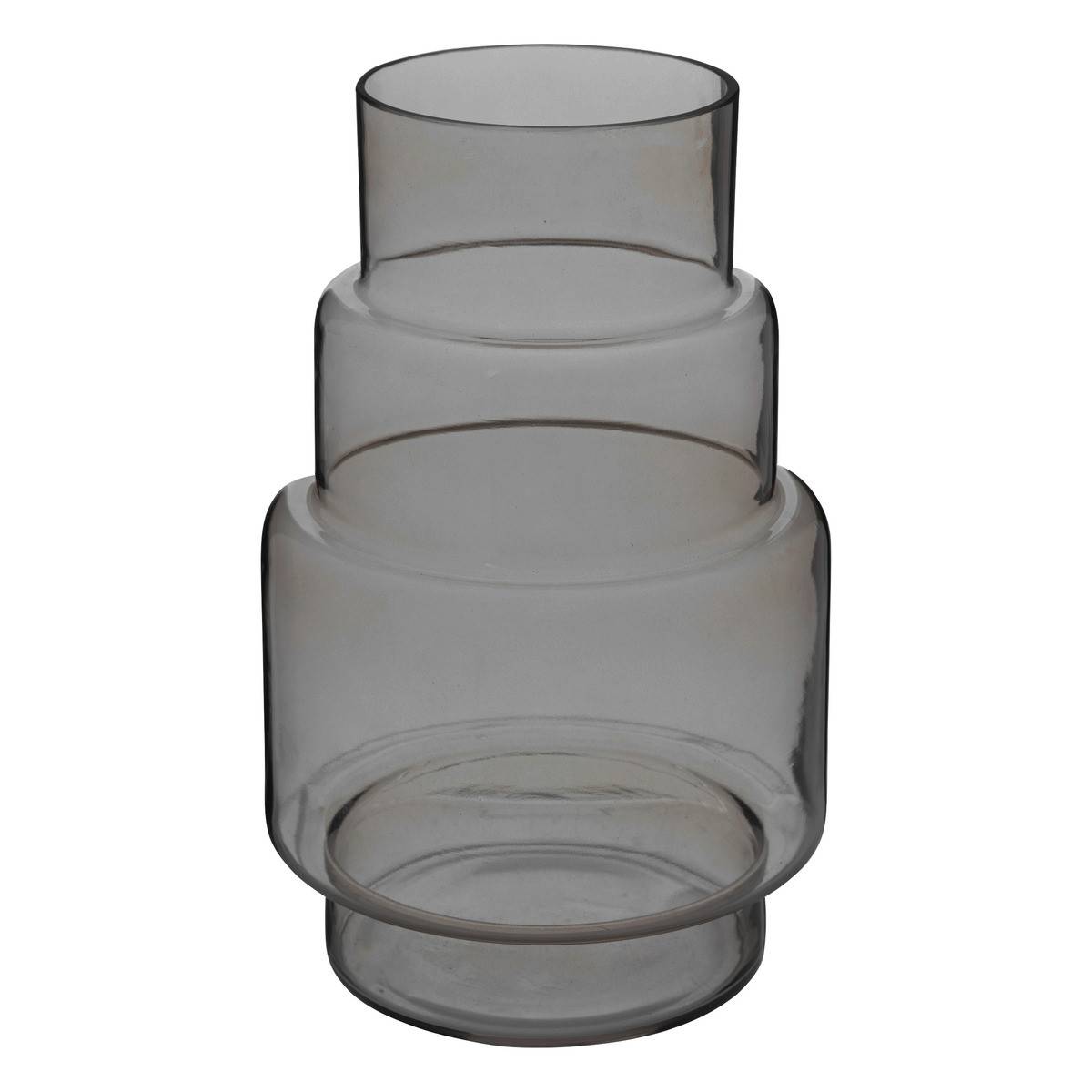 Vase déco en verre Gris forme géométrique H 26 cm - Image 1