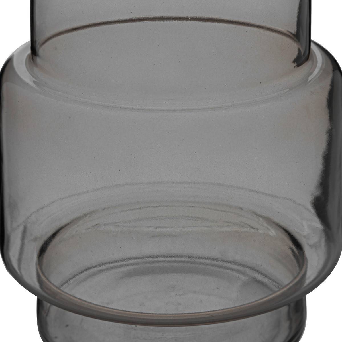Vase déco en verre Gris forme géométrique H 26 cm - Image 2