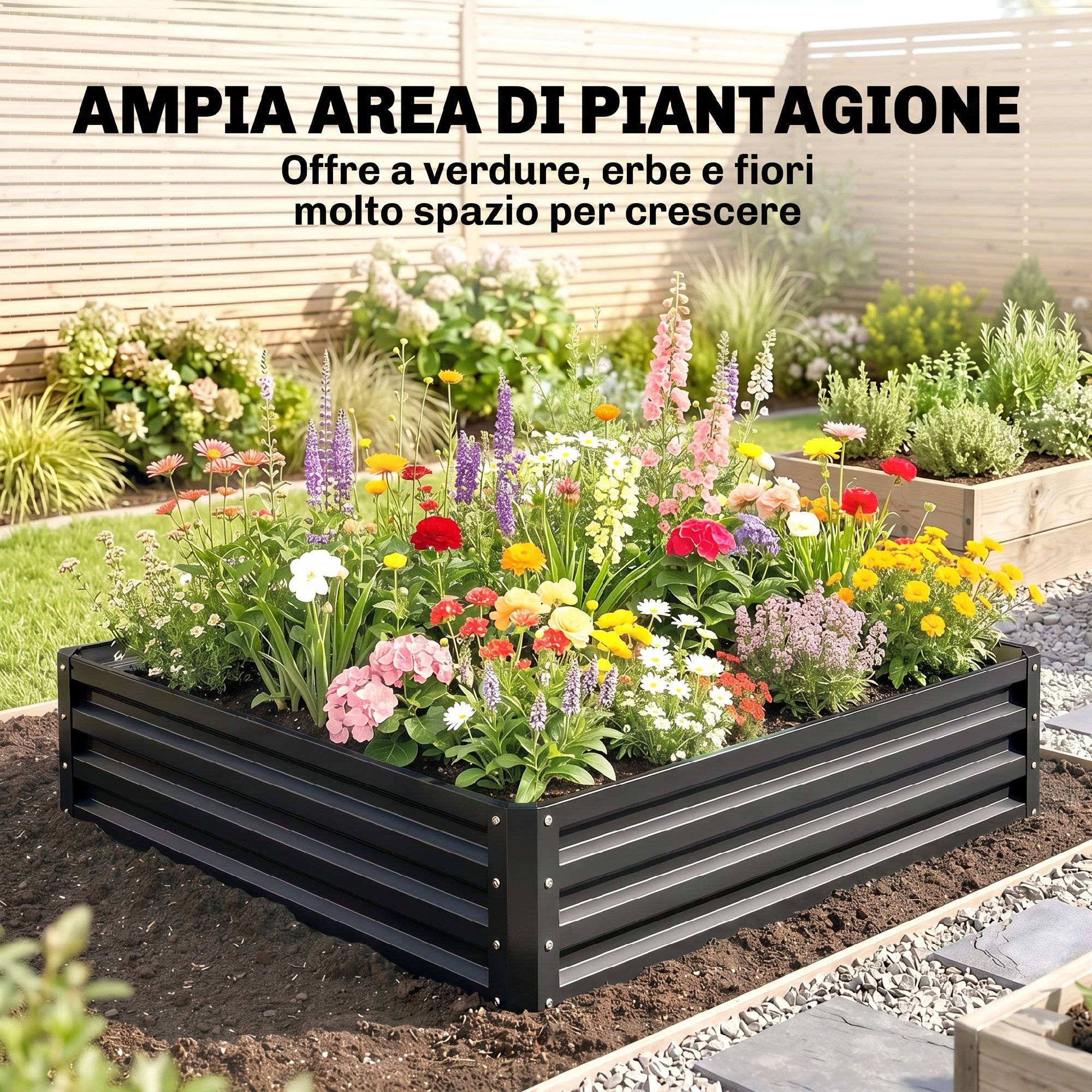 ComfortXL - Carré Potager Métal Acier Galvanisé Jardin Plantes Sans Fond 120x120x30cm Gris - ComfortXL Outdoor Living - Image 6
