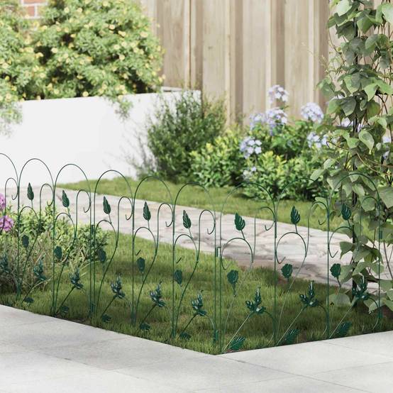 Clôture de jardin acier vert 5 pcs, Poids:3.16kg - PANGIVO - Image 1