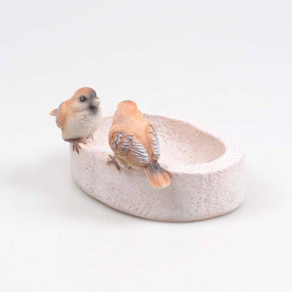 Farmwood Animals - Bain oiseau en résine avec oiseaux 20 x 15 x 10.5 cm Moineau - Image 2