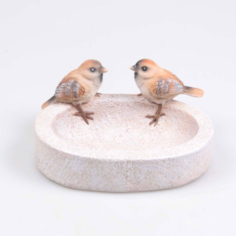 Farmwood Animals - Bain oiseau en résine avec oiseaux 20 x 15 x 10.5 cm Moineau - Image 3
