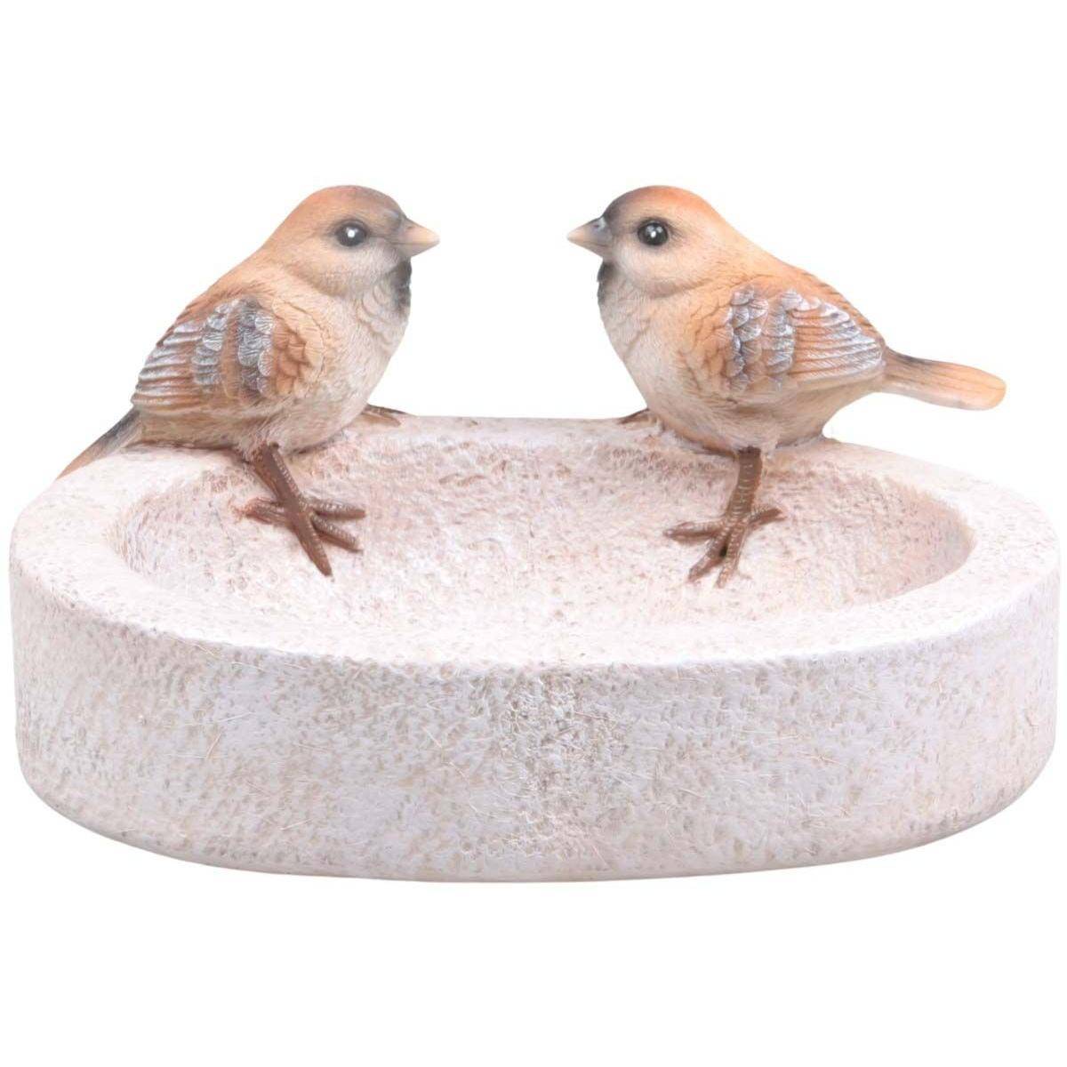 Farmwood Animals - Bain oiseau en résine avec oiseaux 20 x 15 x 10.5 cm Moineau - Image 1