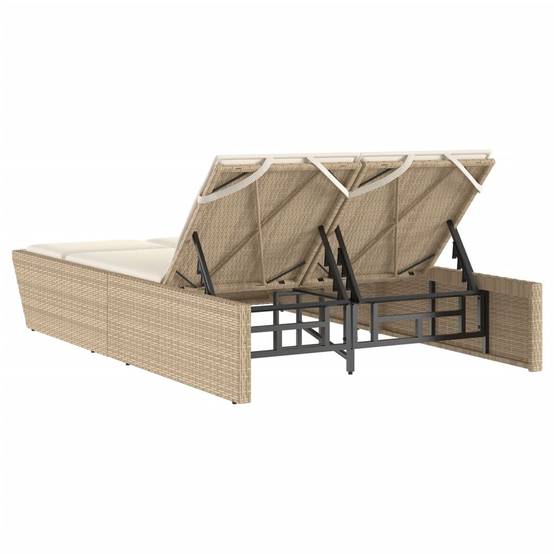 Chaise Longue Duo Résine Tressée Ergonomique Jardin Beige – ComfortXL Outdoor Living - Image 5
