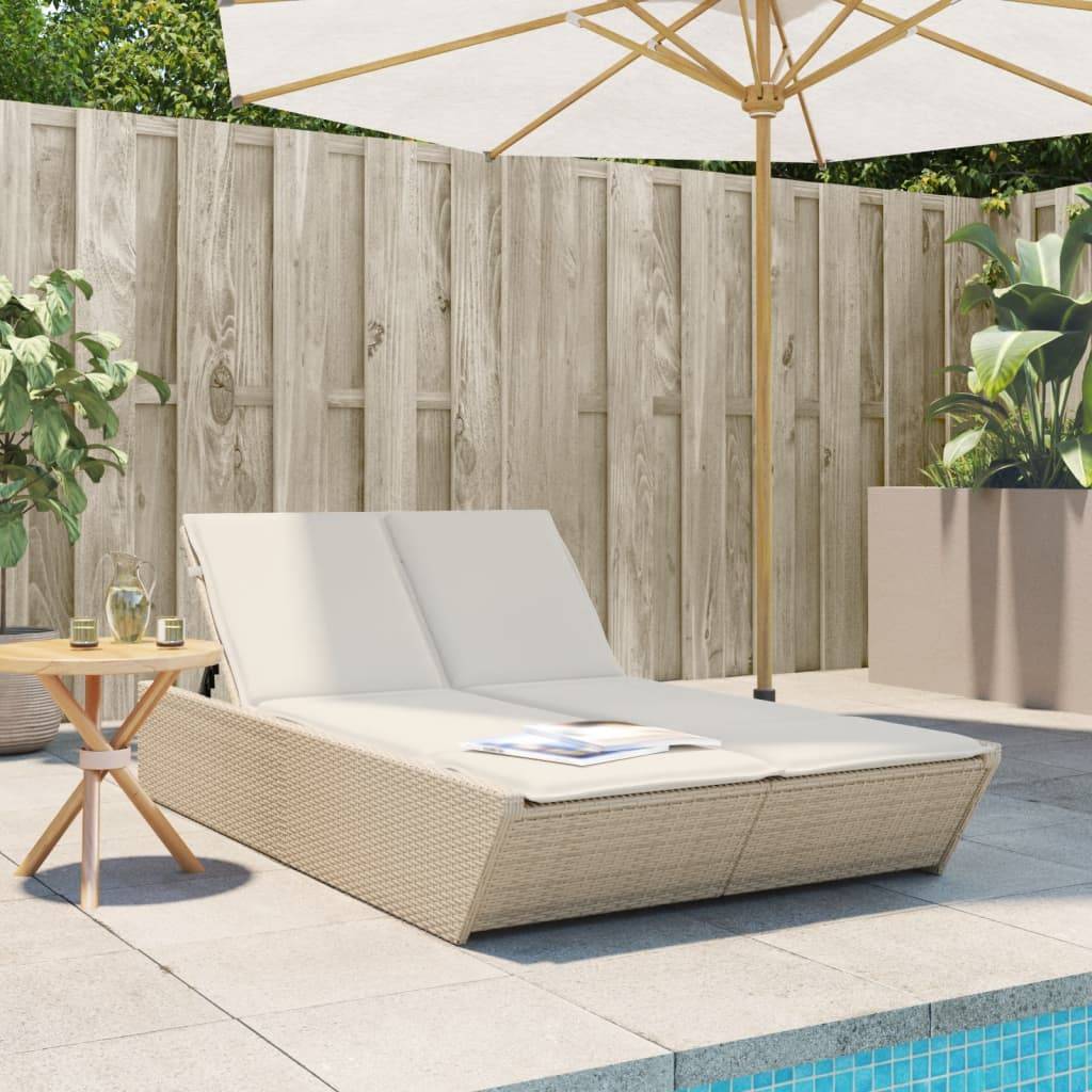 Chaise Longue Duo Résine Tressée Ergonomique Jardin Beige – ComfortXL Outdoor Living - Image 1