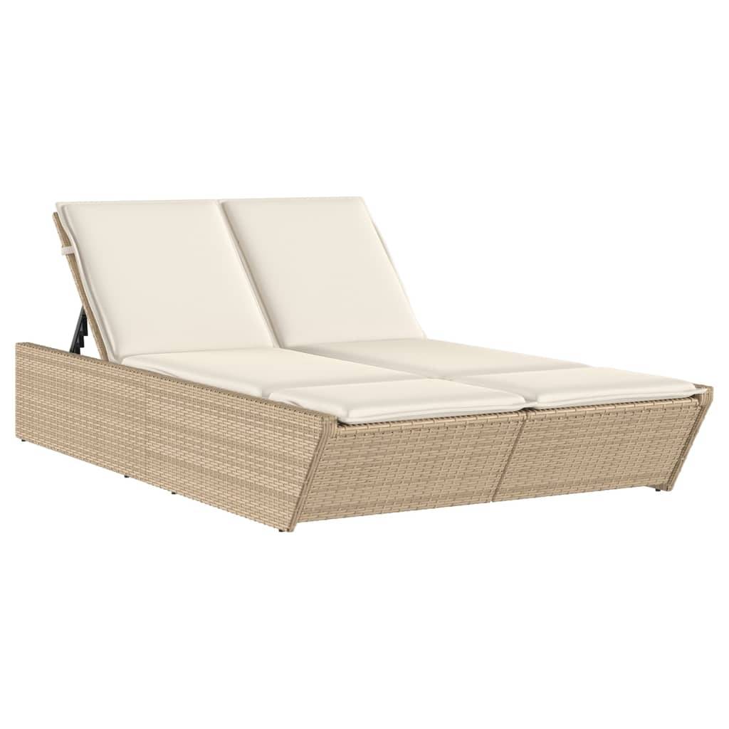 Chaise Longue Duo Résine Tressée Ergonomique Jardin Beige – ComfortXL Outdoor Living - Image 2
