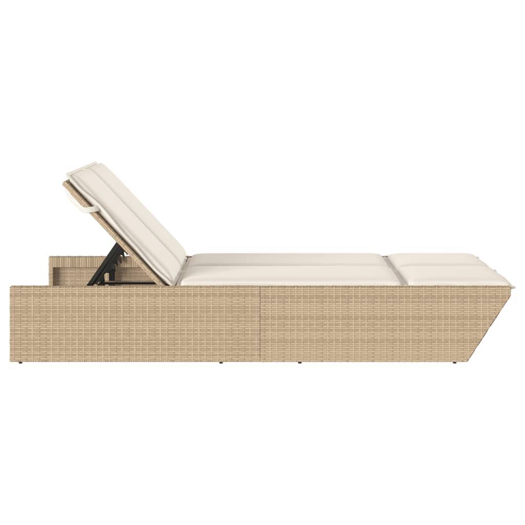 Chaise Longue Duo Résine Tressée Ergonomique Jardin Beige – ComfortXL Outdoor Living - Image 4