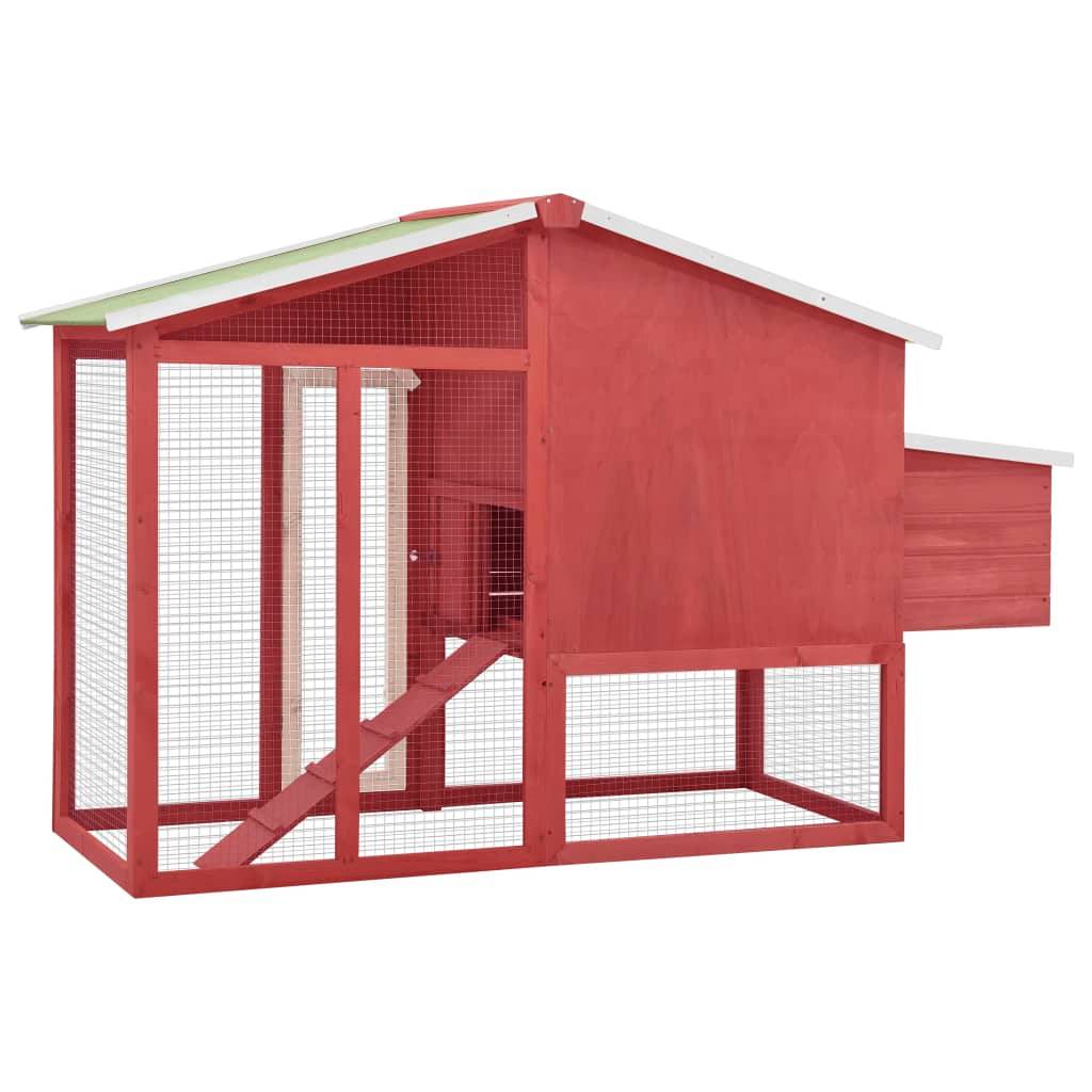 Helloshop26 - Poulailler avec nichoir 191 x 67 x 117 cm bois de sapin massif rouge et blanc - Image 5