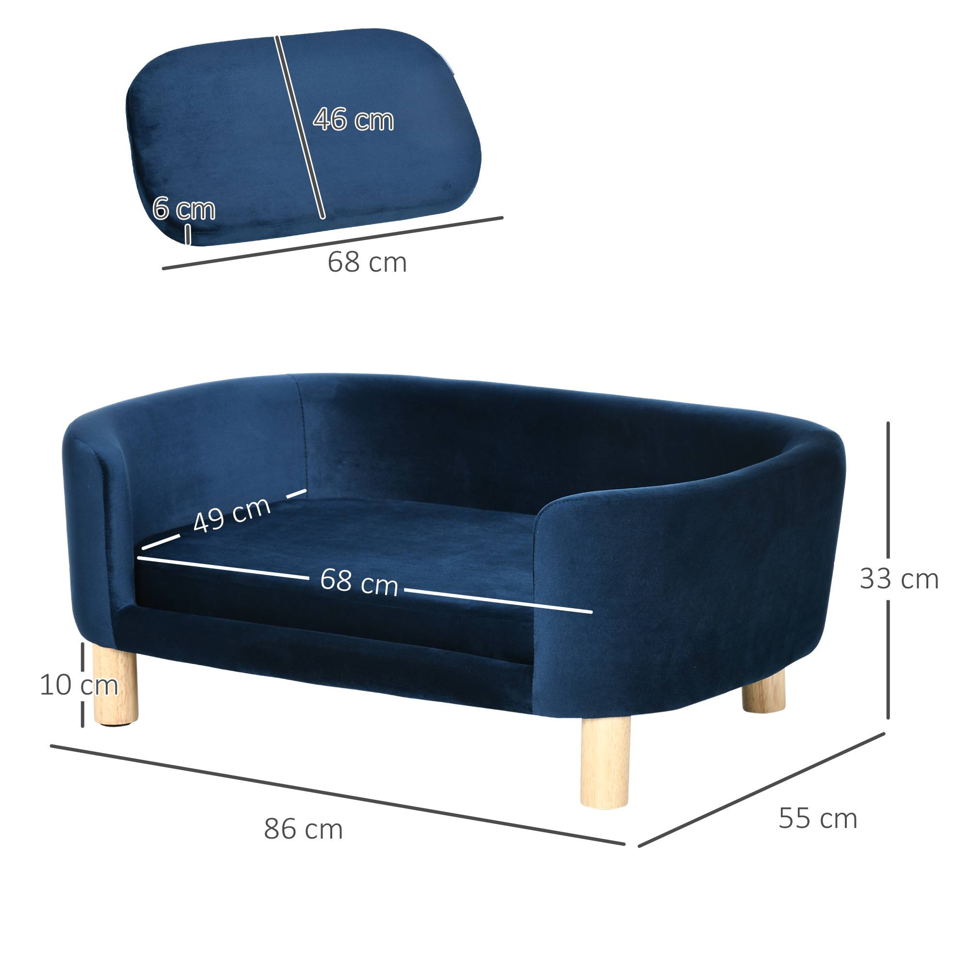 Sans Marque - Lit d'intérieur pour chien, canapé pour chats ou petits chiens (10 kg max.), bleu - Image 5