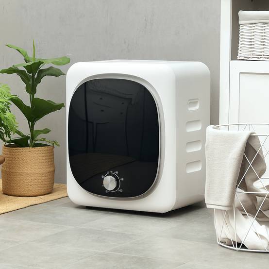 Mini sèche-linge portable 4kg, 5 programmes, 800W, chargement frontal, tambour inox, blanc - Image 3