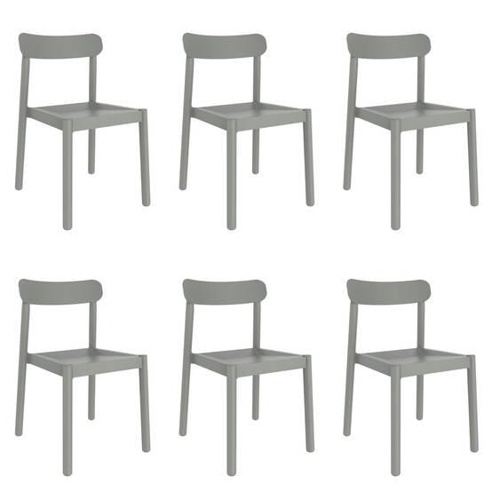 Set 6 chaises intérieur, extérieur gris verdâtre ELBA garbar - Image 1
