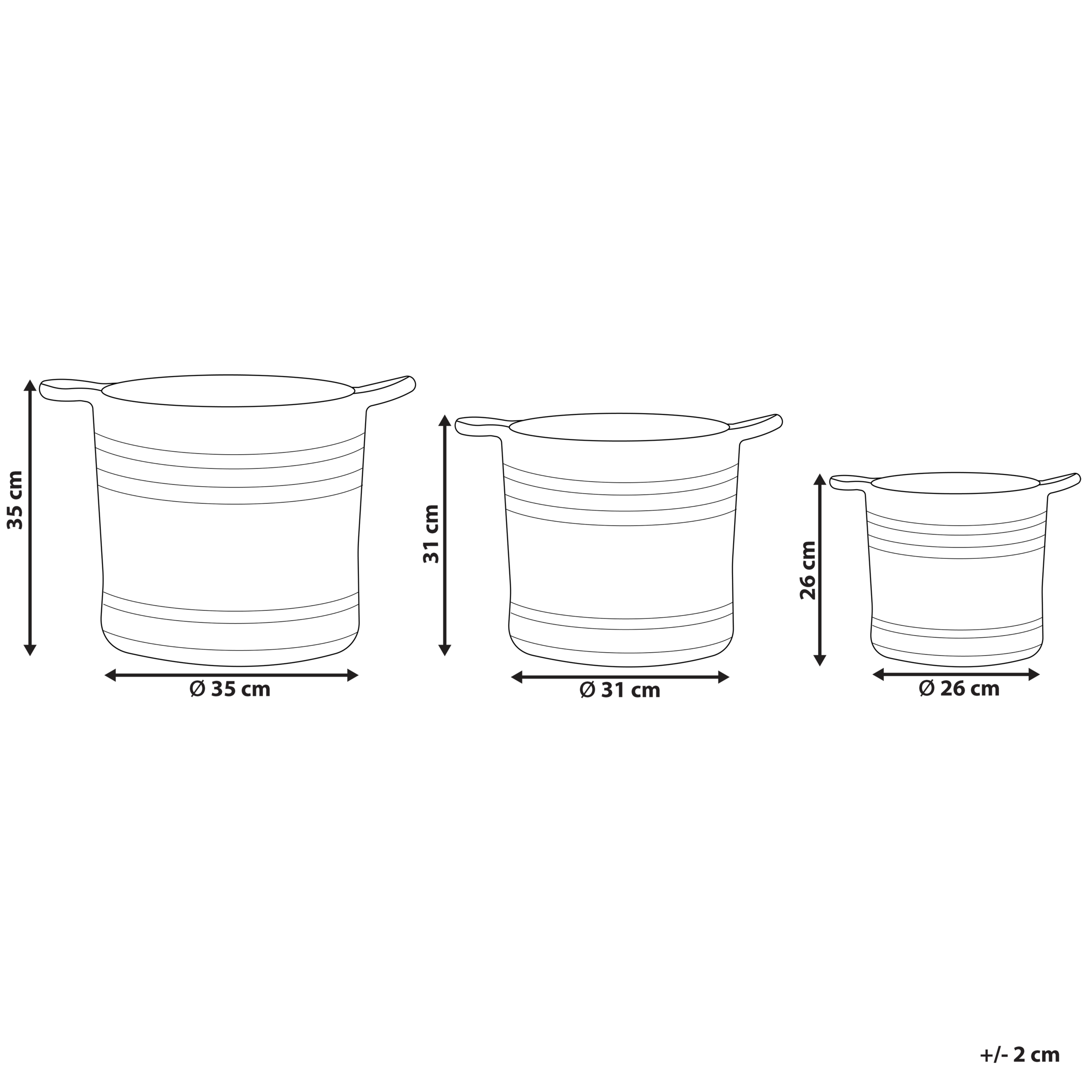Paniers Beige et Naturel en Jute Rond Corbeille à Linge Tressée Rangement pour Intérieur Minimaliste Boîte Lot de 3 - Image 3