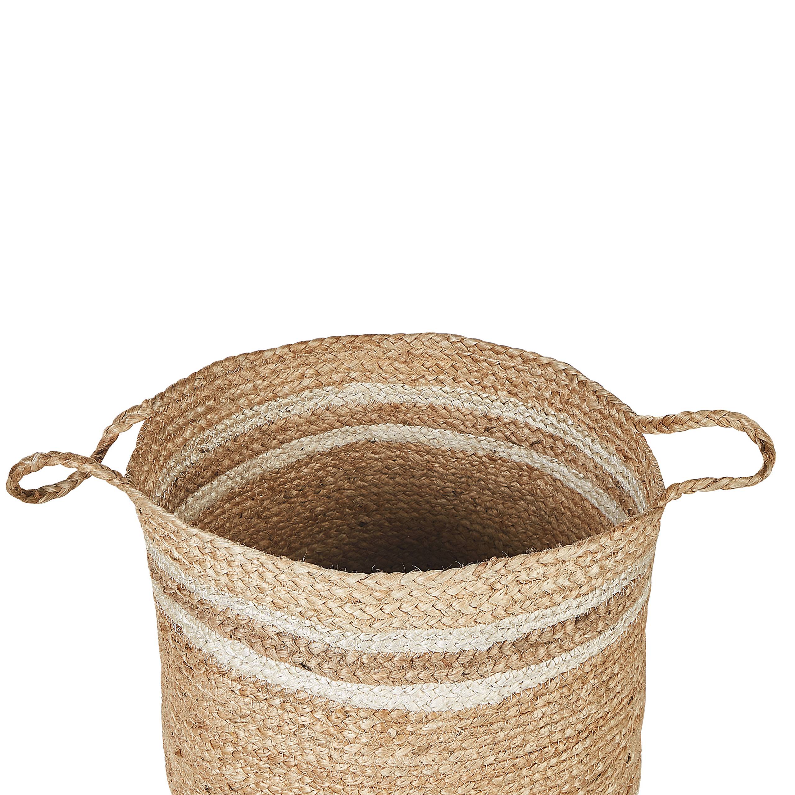 Paniers Beige et Naturel en Jute Rond Corbeille à Linge Tressée Rangement pour Intérieur Minimaliste Boîte Lot de 3 - Image 5