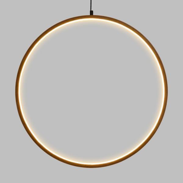 Lotti - Cercle lumineux bois naturel 57cm Design LED blanc chaud interrupteur Lotti - Image 5