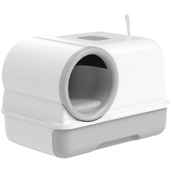 Maison de toilette en plastique pour chats jusqu'à 5kg contrôle odeurs blanc et gris - ComfortXL Outdoor Living - Image 2