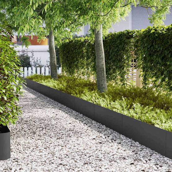 Bordure pelouse acier aménagement paysager séparation moderne 20pcs 100x30cm noir - ComfortXL Outdoor Living - Image 1