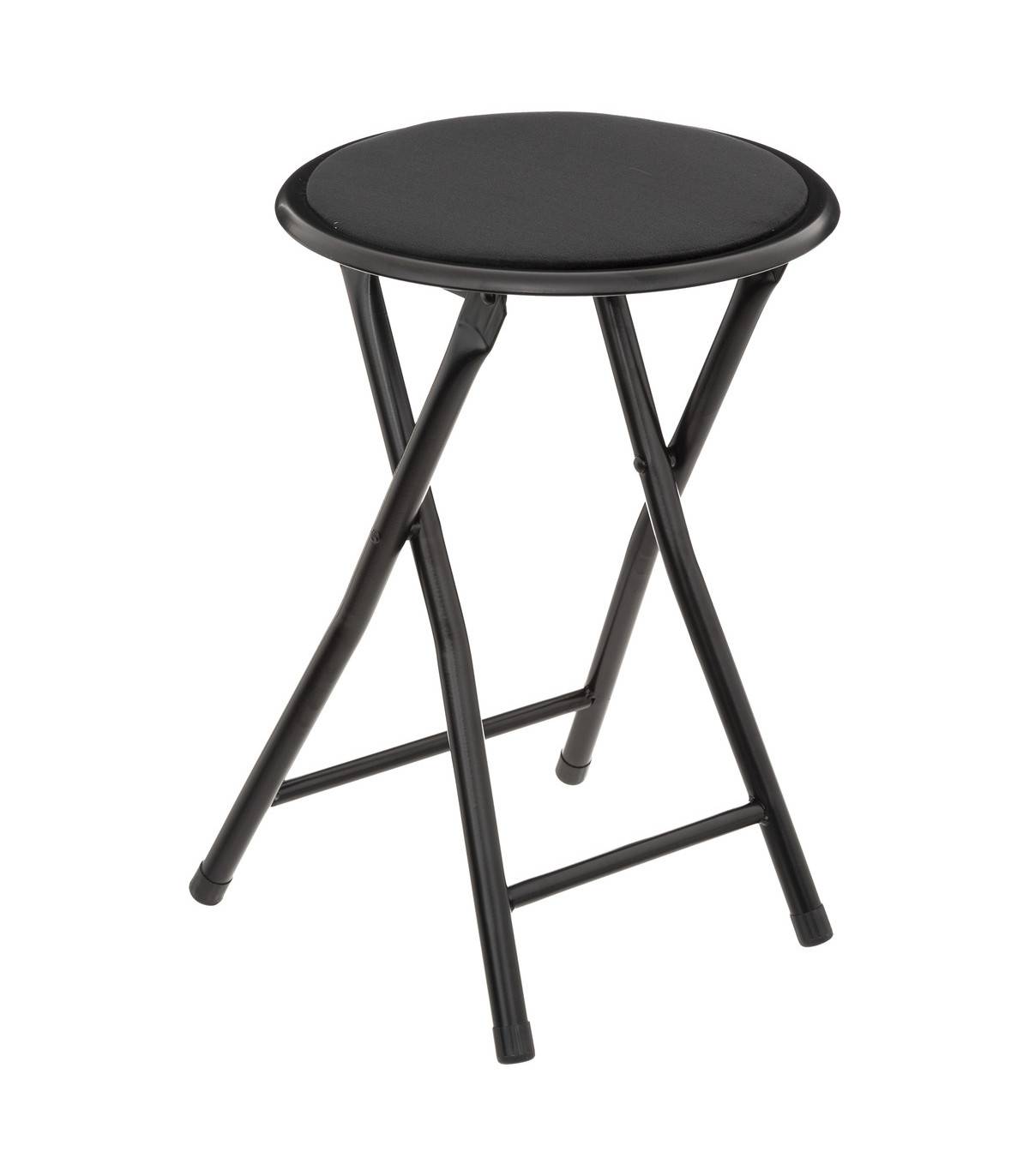 Tabouret pliant en Velours Noir et Métal Noir - Image 1