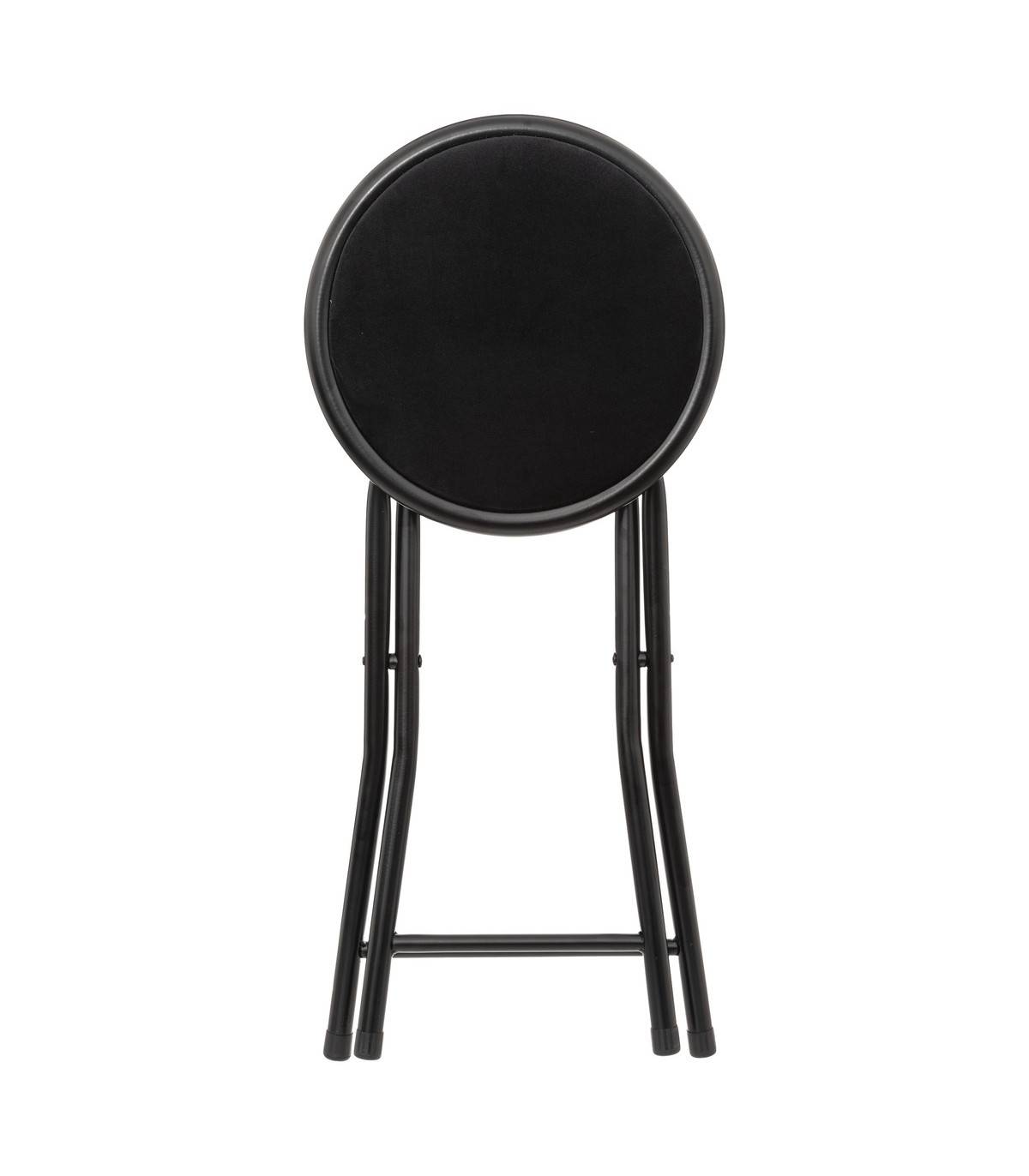 Tabouret pliant en Velours Noir et Métal Noir - Image 2