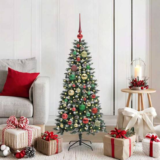 Sapin de Noël | Arbre de Noël artificiel Vert 120 cm PVC, plastique et acier Maison Chic - Image 2