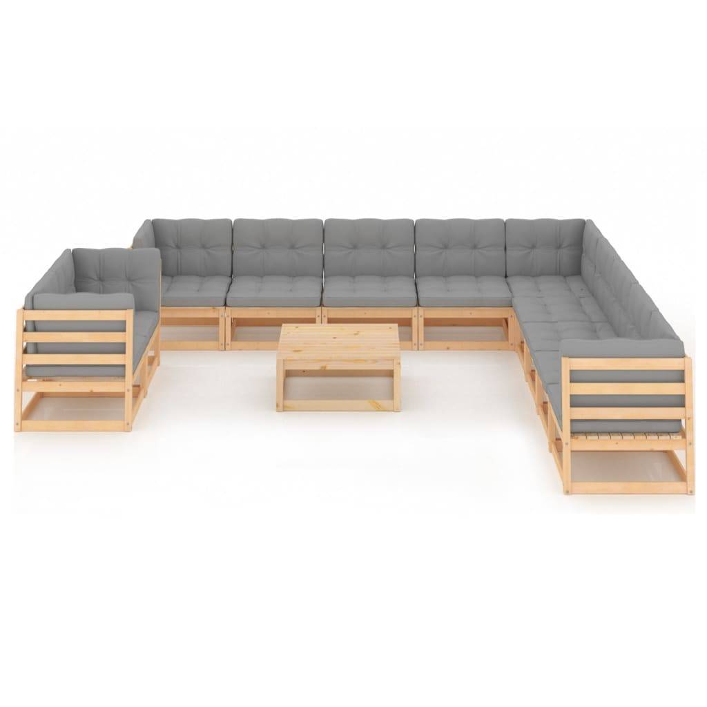 Helloshop26 - Salon de jardin meuble d'extérieur ensemble de mobilier 12 pièces avec coussins bois de pin massif - Image 2