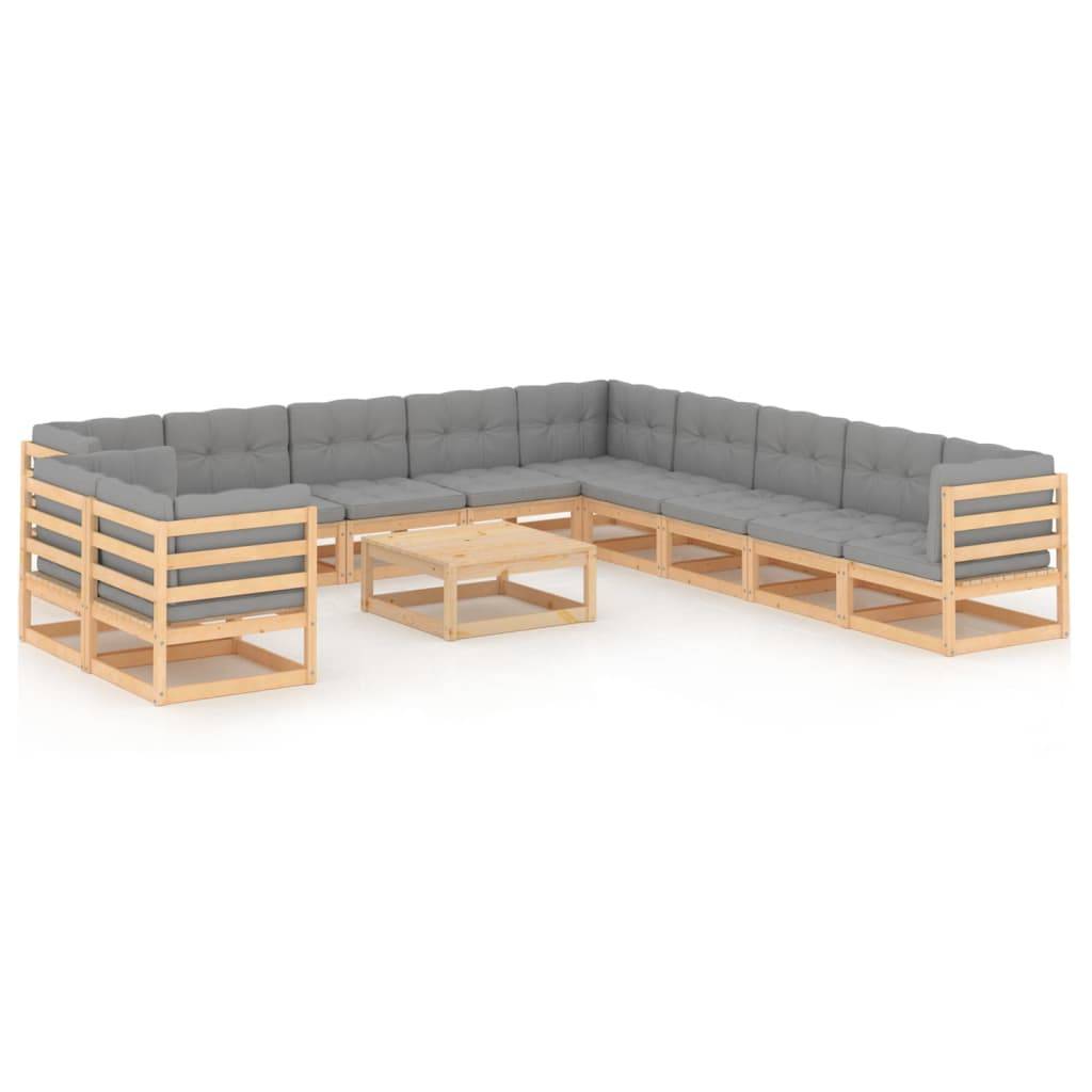 Helloshop26 - Salon de jardin meuble d'extérieur ensemble de mobilier 12 pièces avec coussins bois de pin massif - Image 1