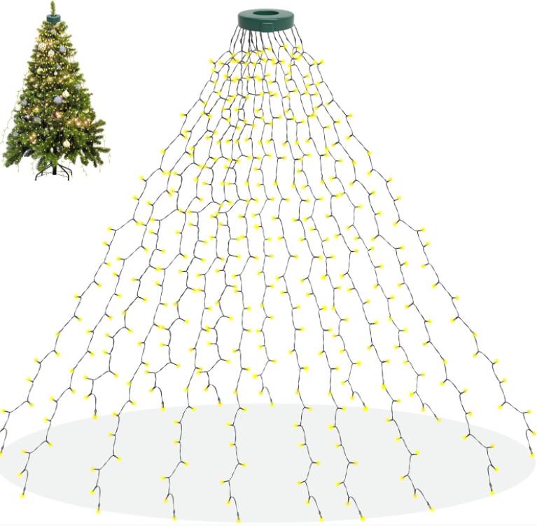 Guirlande lumineuse LED pour sapin de Noël, 400 lumières LED, idéale pour les fêtes, les mariages et la décoration, blanc chaud.