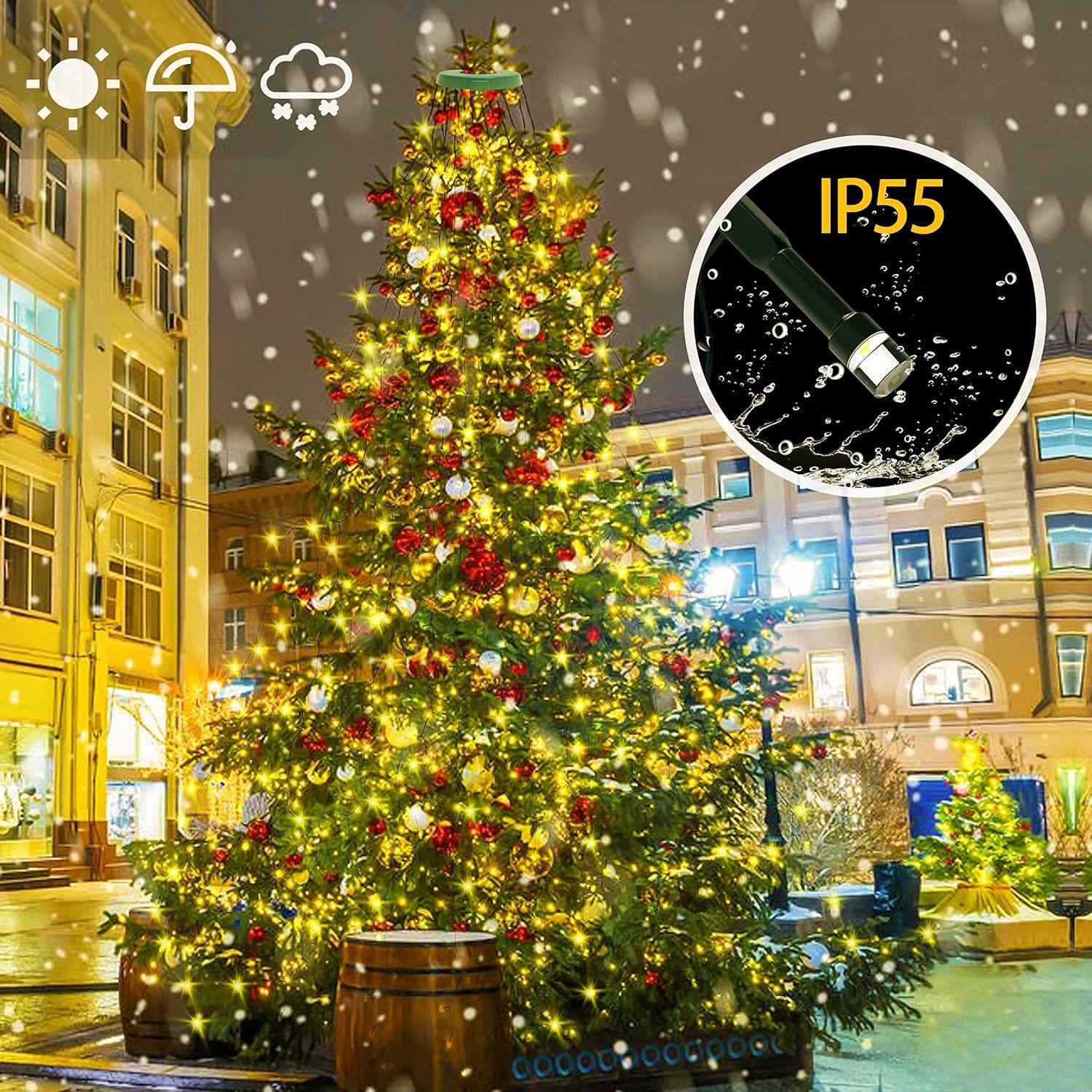Guirlande lumineuse LED pour sapin de Noël, 400 lumières LED, idéale pour les fêtes, les mariages et la décoration, blanc chaud. - Image 4