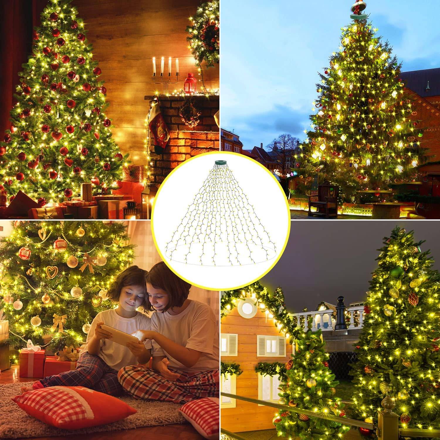 Guirlande lumineuse LED pour sapin de Noël, 400 lumières LED, idéale pour les fêtes, les mariages et la décoration, blanc chaud. - Image 5