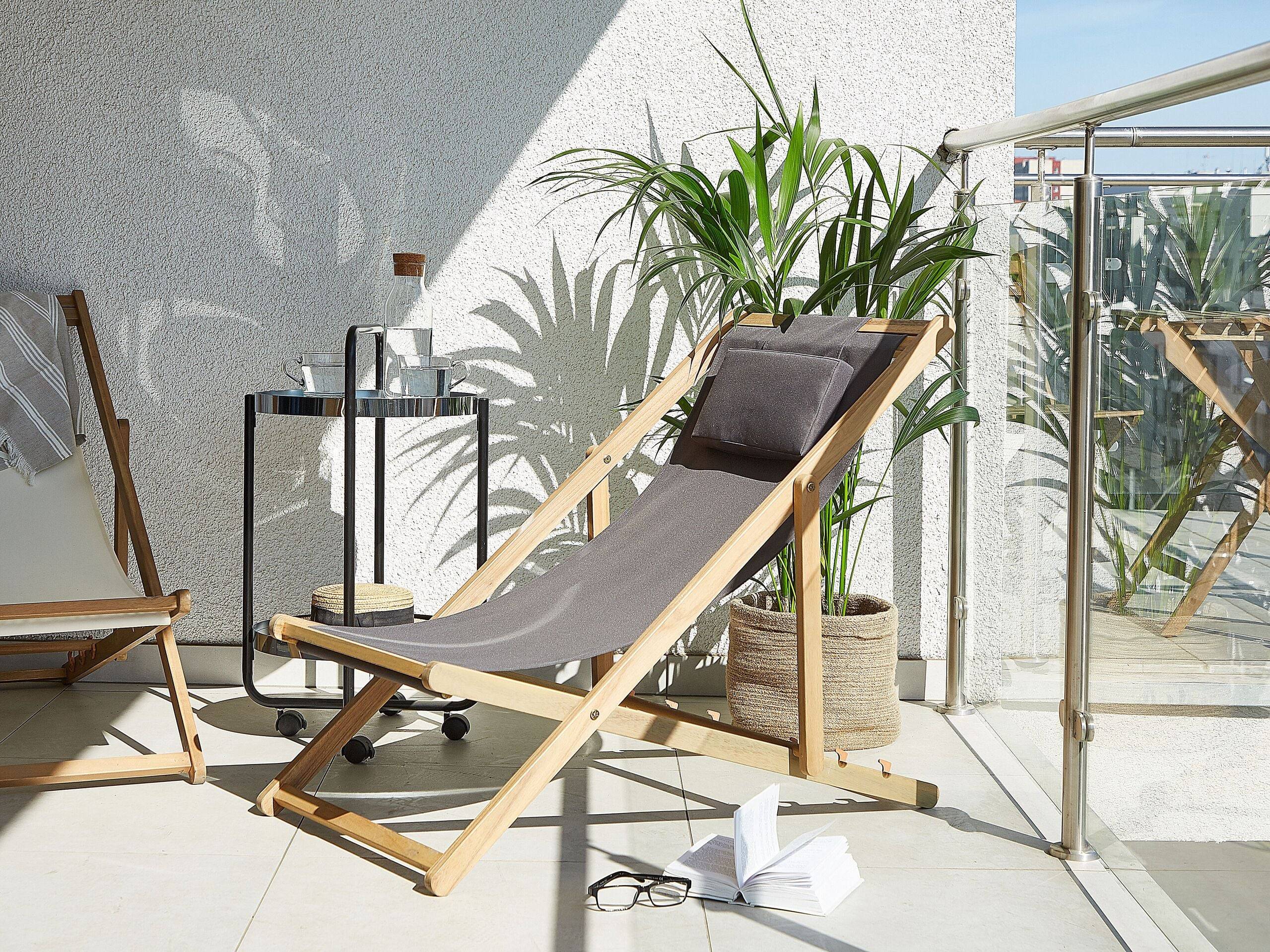 Beliani - Chaise longue Tissu Marron foncé AVELLINO - 54x101x84- Beliani - Image 1