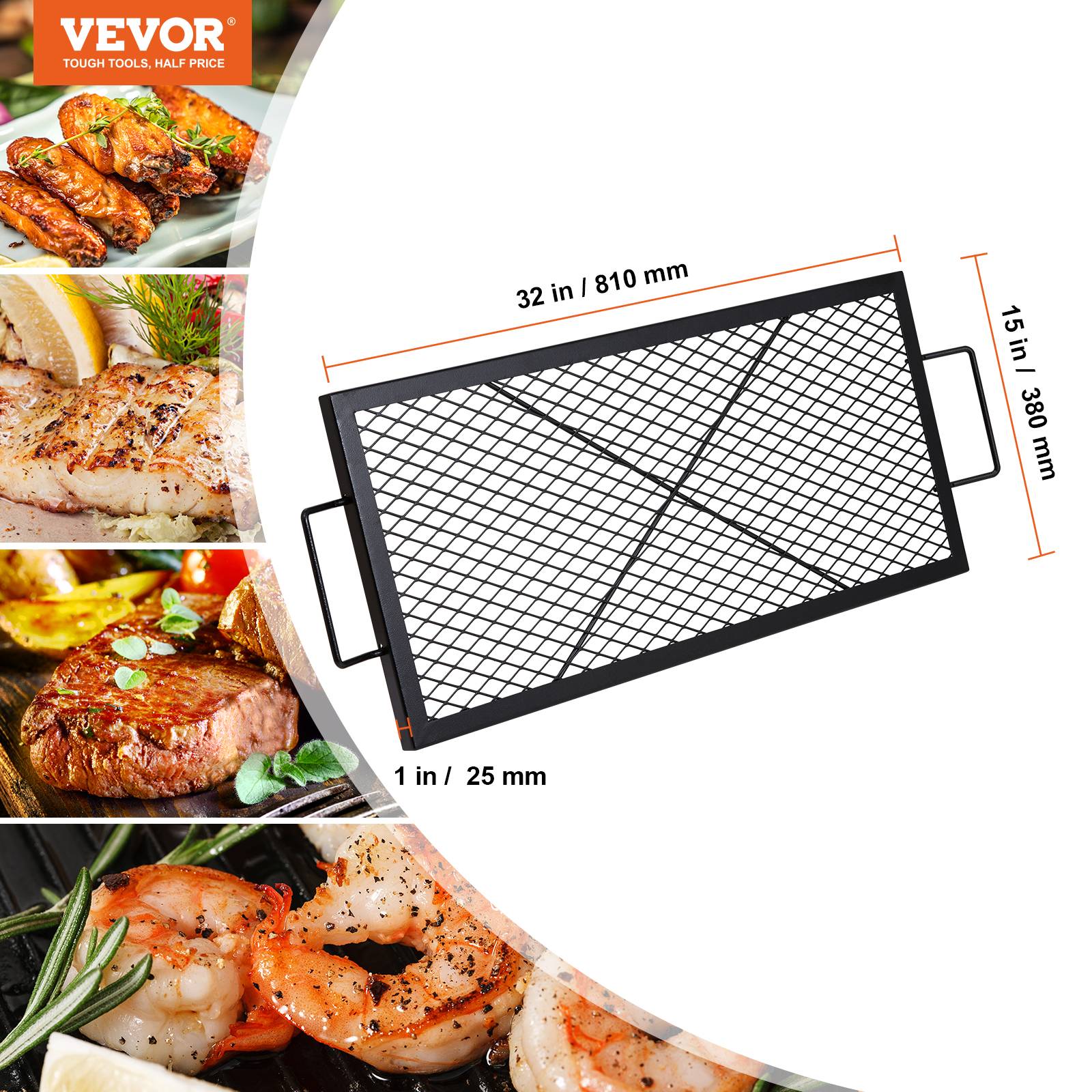 Vevor - VEVOR Grille de Cuisson Grille de Barbecue Rectangulaire 81 cm pour Camping - Image 7