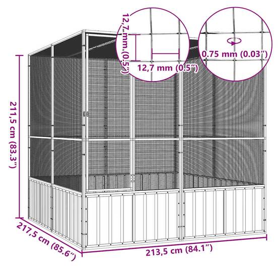 Cage Extérieure Acier Galvanisé Grand Espace Gris 213,5x217,5cm - ComfortXL Outdoor Living - Image 6