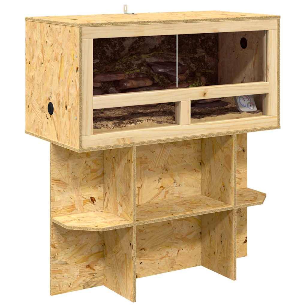 Terrarium Mural Bois OSB pour Reptiles avec Étagères Intégrées 80x40x90 cm Marron - ComfortXL Outdoor Living - Image 3