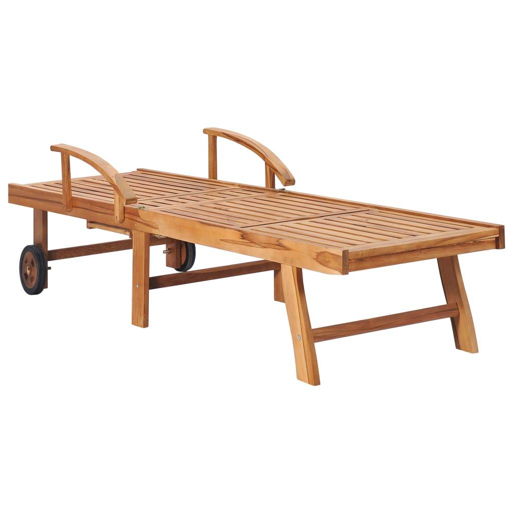 Helloshop26 - Lot de 2 transats chaise longue bain de soleil lit de jardin terrasse meuble d'extérieur avec table et coussin bois de teck solide - Image 4
