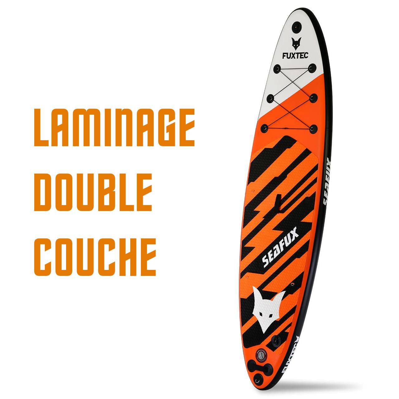 Planche Stand Up Board gonflable FUXTEC 320 x 81 x 15 cm - orange blanc noir - Sea Cruiser - Image 2