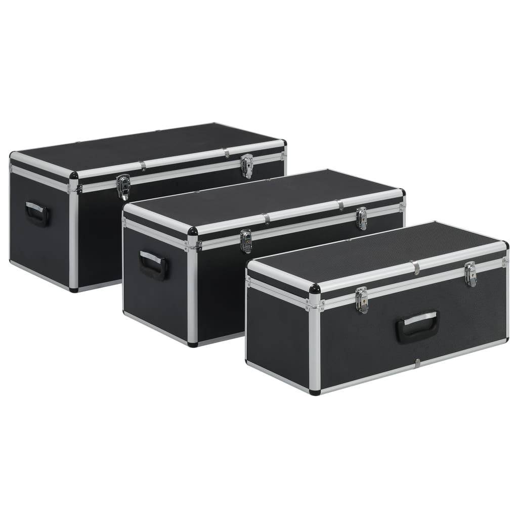 Helloshop26 - Boîtes de rangement 3 pièces aluminium noir - Image 2