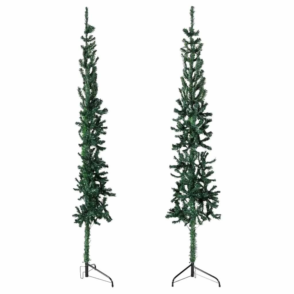 Vidaxl - Demi sapin de Noël artificiel mince avec support Vert 210 cm vidaXL 344602 - Image 8