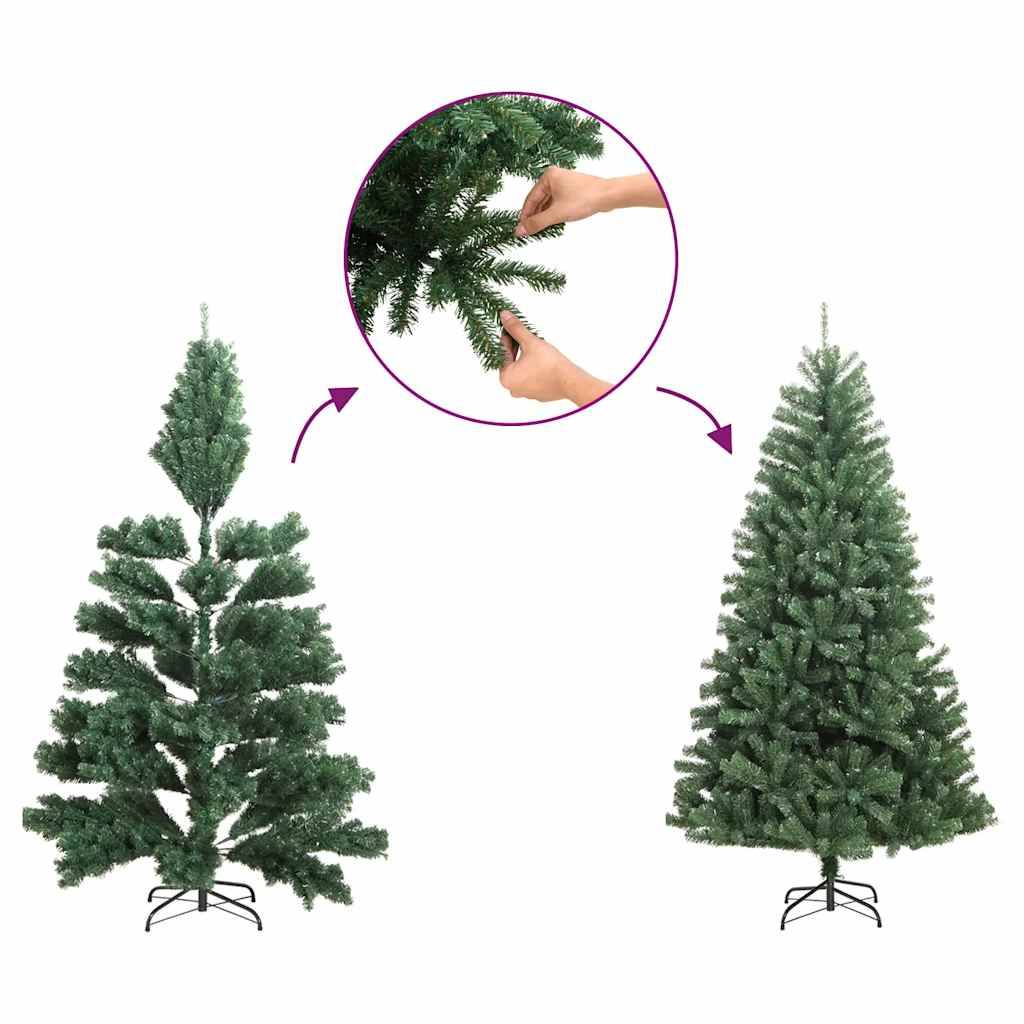 Vidaxl - Demi sapin de Noël artificiel mince avec support Vert 210 cm vidaXL 344602 - Image 7
