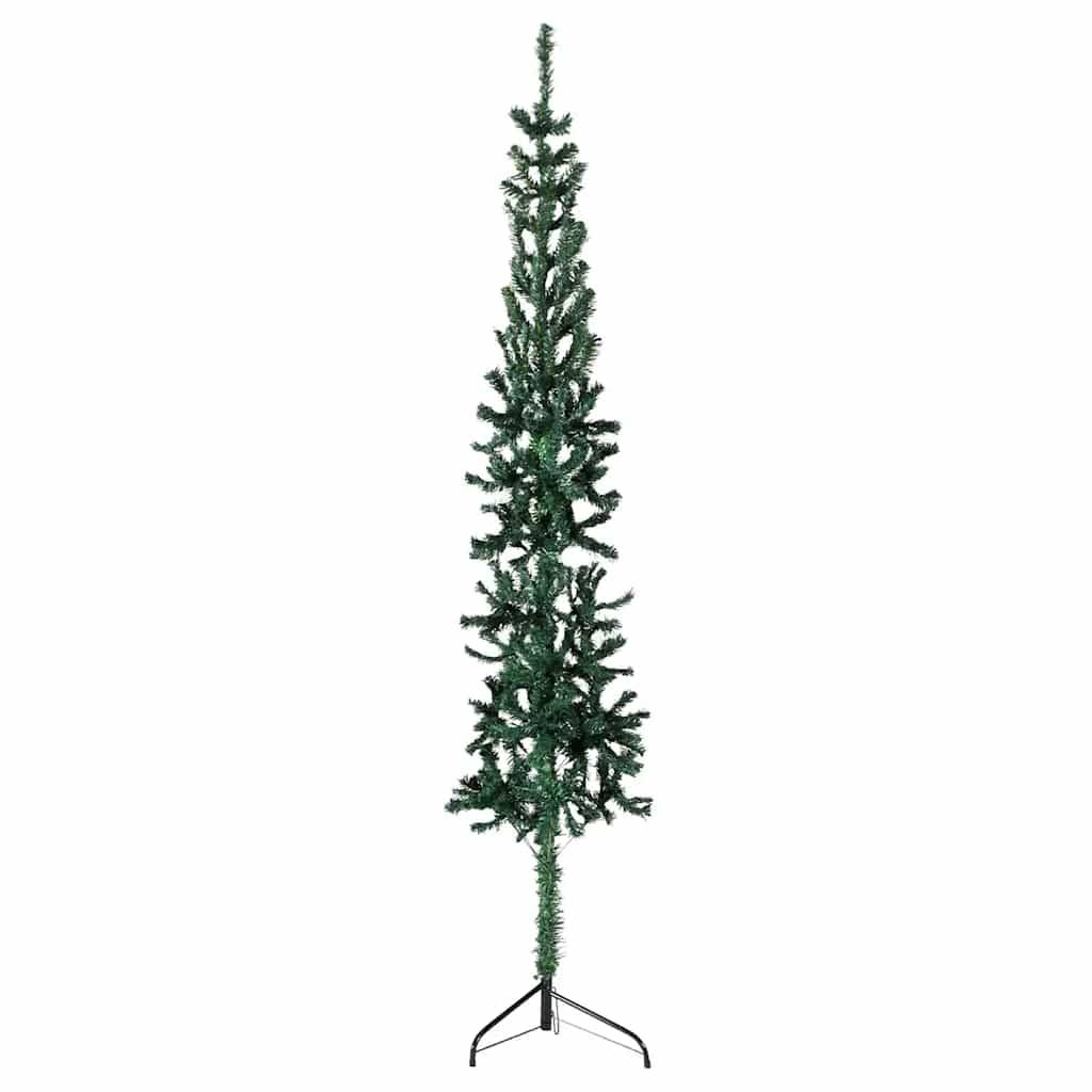 Vidaxl - Demi sapin de Noël artificiel mince avec support Vert 210 cm vidaXL 344602 - Image 1
