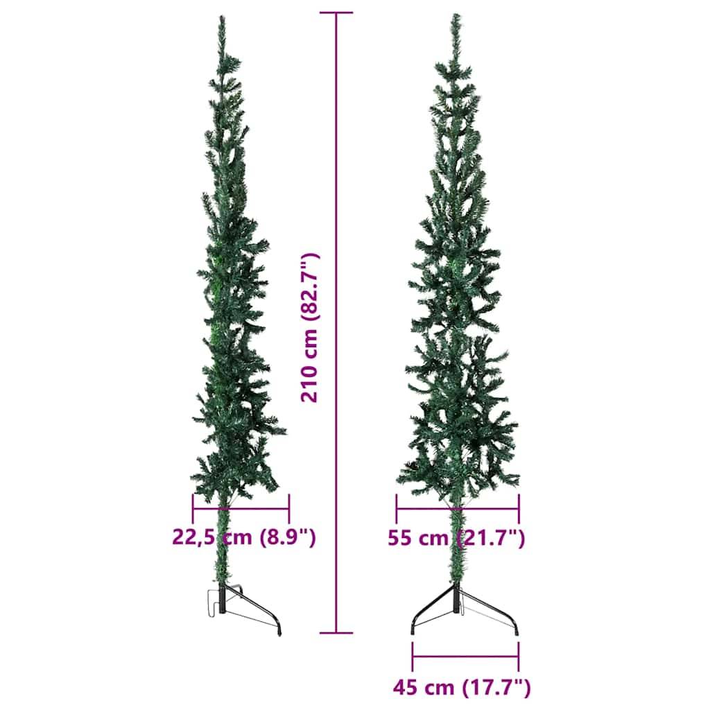 Vidaxl - Demi sapin de Noël artificiel mince avec support Vert 210 cm vidaXL 344602 - Image 3
