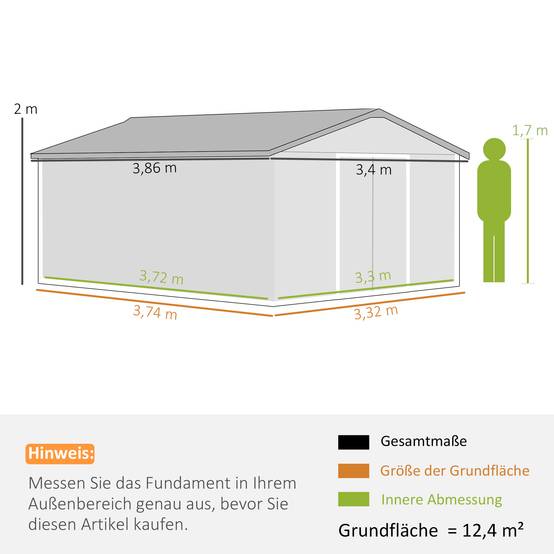 Abri de jardin étanche pour outils de jardin, avec fenêtres d'aération, portes coulissantes, en acier, gris anthracite. - Image 5