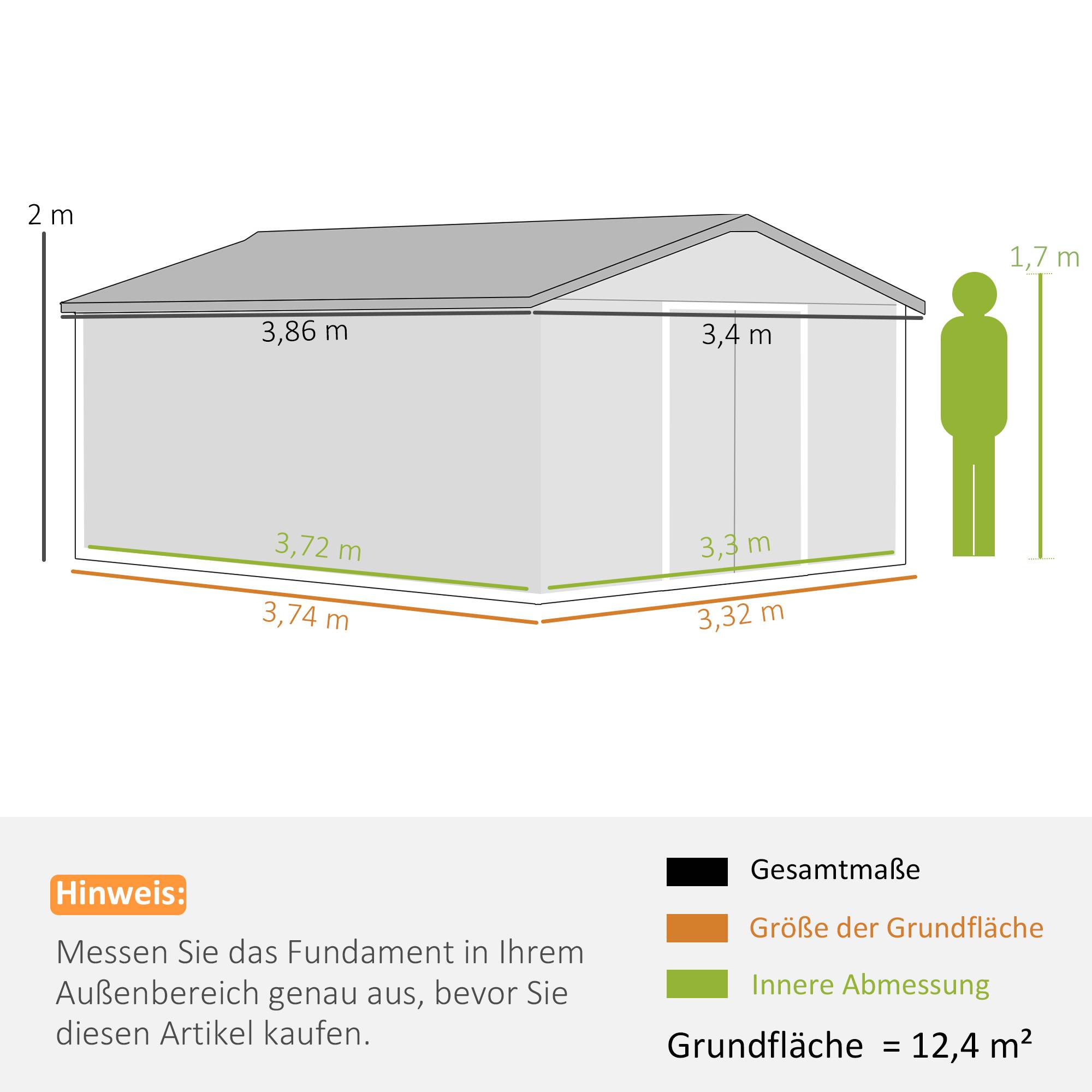 Abri de jardin étanche pour outils de jardin, avec fenêtres d'aération, portes coulissantes, en acier, gris anthracite. - Image 5