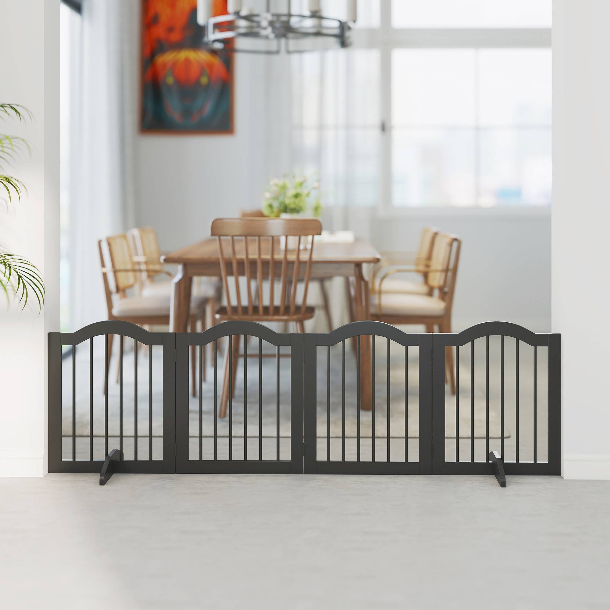 Sans Marque - Barrière autonome avec pieds, pliable, 4 panneaux, 208x29,5x61 cm, noir - Image 10